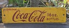 ORIGINAL VINTAGE DRINK COCA-COLA 16 OZ BOTTLES CRATE TAG PORCELAIN SIGN