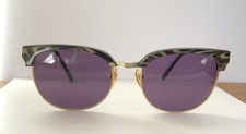Vintage Anne Klein Riveria Sunglasses Brown Horn Tortoise Purple Lenses Rare