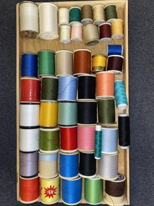 47 VINTAGE Thread Spool Lot - Sewing Craft Supplies Multicolors