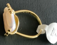 Iris & Lily London 14K plated 925 STERLING SILVER CZ Biwa Pearl SZ 7 RING NWT