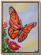 Monarch Butterfly 9x12 Canvas Original Art Abstract Expressionism Orange Insects