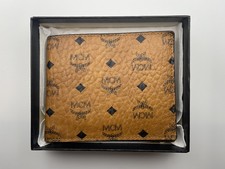 MCM Visetos Bifold Wallet Cognac Monogram   Authentic   Box, Dust Bag, Card
