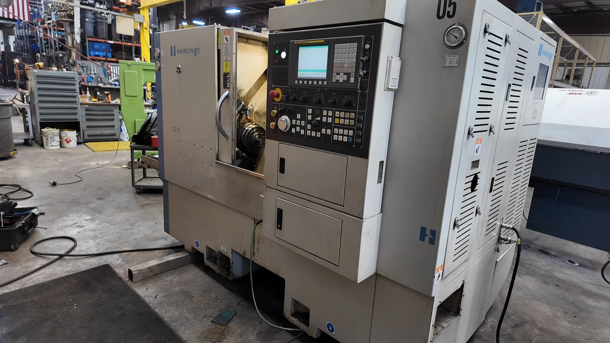 Hardinge GS-51 CNC Turning Center 3PH W/LNS Bar Feeder (Needs Sub