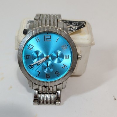 FMD Quartz Silver Stainless Steel Bracelet Blue Sunburst Multi-Dial Watch