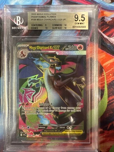 Beckett 9.5 - Mega Charizard X ex 109/094 Me02: Phantasmal Flames UR BGS 9.5