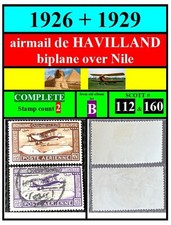 EGYPT stamps-1926 + 1929-airmail DE HAVILLAND-complete set B-SCOTT # 112+160