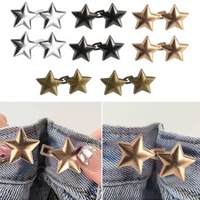 8 St&uuml;ck Jeansspannclips f&uuml;r Hosen, Stern S/M, gold/silber/schwarz/bronze