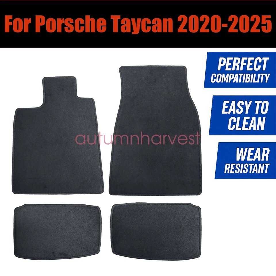 4 piezas alfombrillas de terciopelo de repuesto para Porsche Taycan 2020-2025 2 filas nuevas Foto 3 de 4