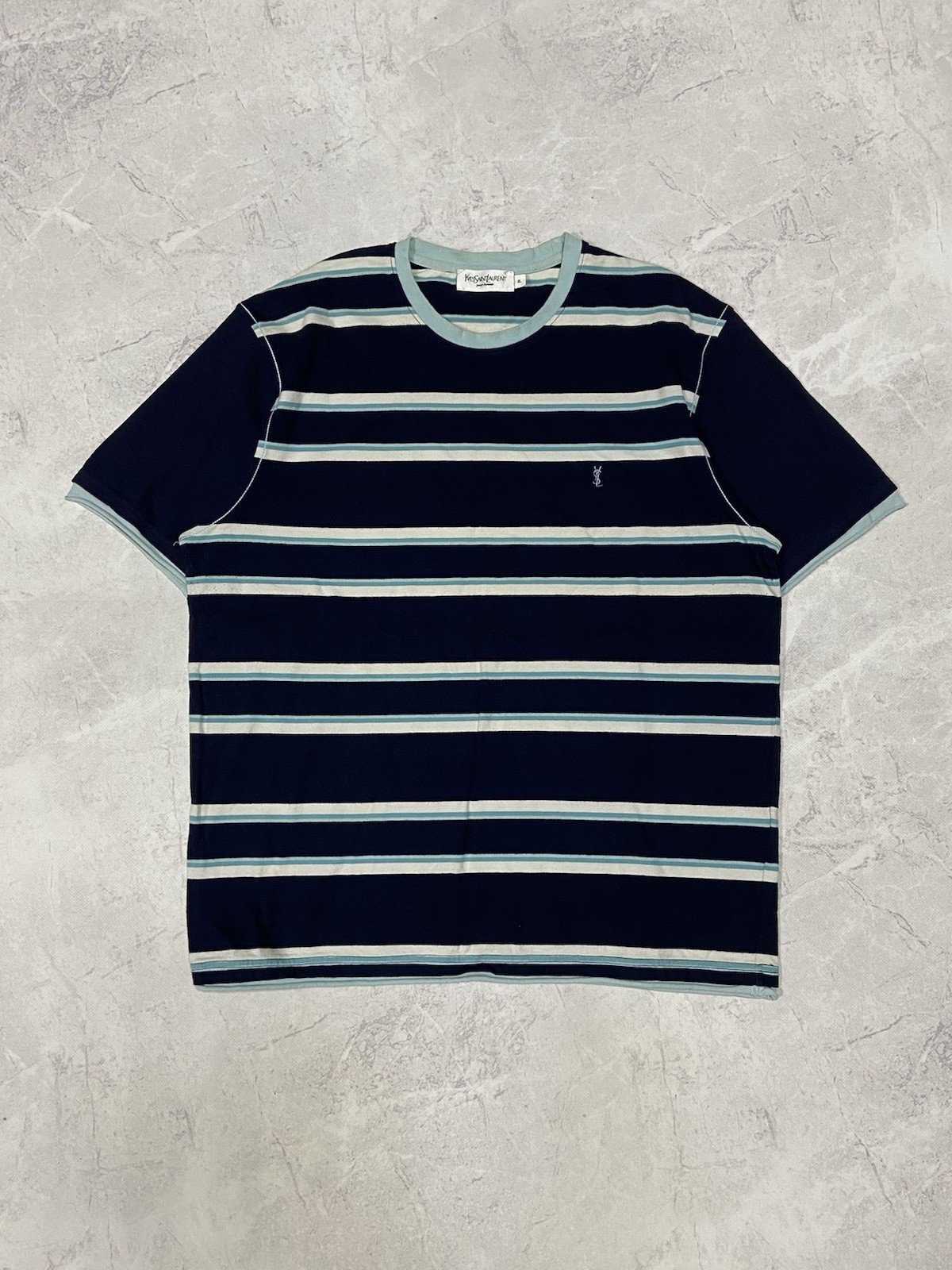 T shirt Yves Saint Laurent logo Ysl vintage a righe