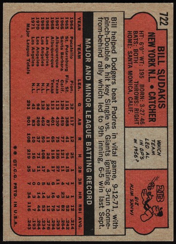 Tarjetas de béisbol 1972 Topps 601-787 (P-NM) - tú eliges - completa tu conjunto - Imagen 169 de 283