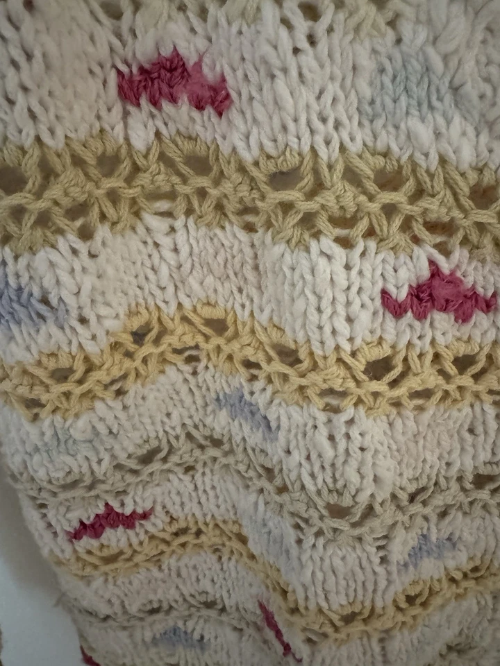 Cárdigan Suéter Tejido a Mano Lauren Hansen De Colección Y2K Talla M Multicolor Crochet Boho Foto 3 de 4