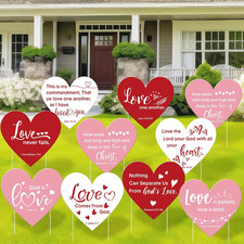 9 Pcs Christian Valentine'S Day Yard Sign for Outdoor Decorations Jesus Bible Ve