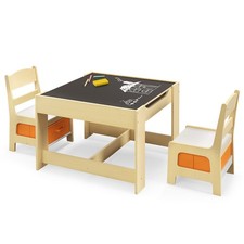 Children Kids Table Chairs Set With Storage Boxes Blackboard Whiteboard Drawing
