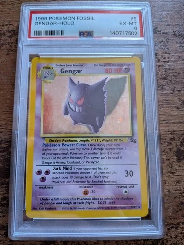 Gengar Holo PSA 6 EX-MT Fossil Unlimited #5 Rare Pokémon TCG 1999