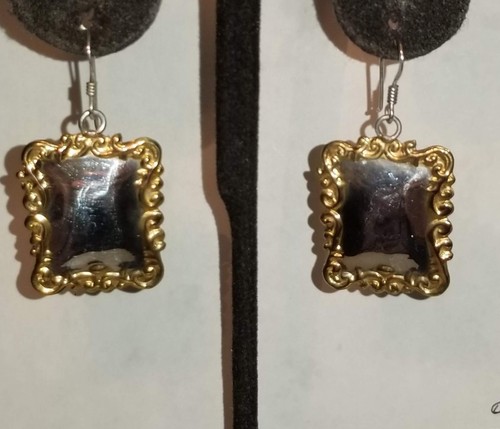 Sterling Silver 925 Luggage Tag Dangle Hook Earrings - Picture 6 of 12