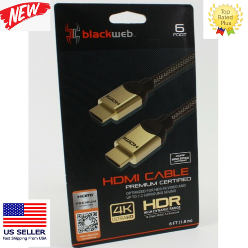 Blackweb 4-in-1 4K Ultra HD HDMI 6 Foot Cable Blackweb 4-in-1 4K Ultra HD HDMI 6 Foot Cable