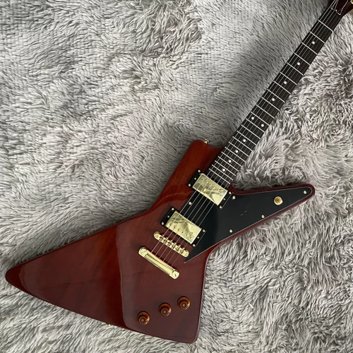 Modern Explore Electric Guitar Brown H-H Pickups Rosewood Fretboard Bone Nut
