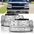 Clear Chrome Headlights Fit For 99-02 Chevy Silverado 2000-2006 Tahoe Suburban
