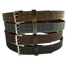 Men's Buffalo Leather Belt, Double Prong_2 Hole_1 1/2" width_Amish Handmade