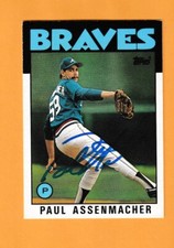 Paul Assenmacher Atlanta Braves AUTO Signed 1986 Topps Traded Southgate MI 1Y