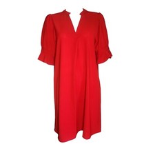 Unbranded Dress Womens Size L Large Red Short Sleeve Pullover V Neck Flouncy