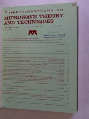 IEEE: Transactions on Microwave Theory and Techniques. Year 1972, Volume MTT-20