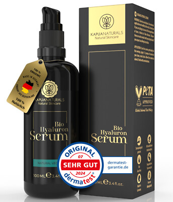 BIO Hyaluron Serum hochdosiert   100ml +Vit E & B5   7-Fach Hyaluronsäure Serum