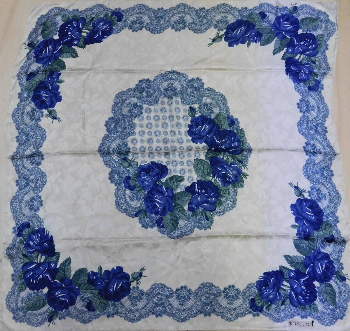Foulard En Soie Vintage - 90x90 Cm - Noir - Occasion Très Bon état