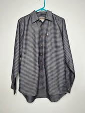 Original Island Sport Button Up Shirt Top Men's Large Gray Geometric Pockets