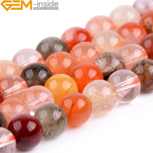 Multi-Color Rutilated Quartz Round Natural Stone Beads For Jewelry Making 15" - Picture 15 of 28