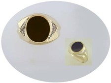 18 KT GOLD OVER STERLING SILVER BLACK ONYX DIAMOND RING-10