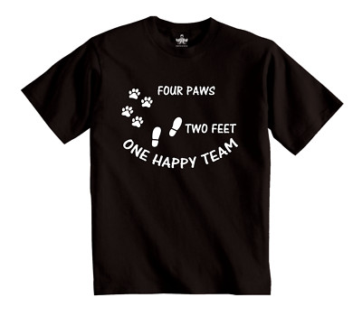 Shoebob Four Paws Two Feet One Happy Team T-Shirt Hundeliebhaber Oberteil Dog Walkers Tee