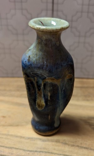 Mini Clay Pottery Handmade Bud Vase - Signed By Artist