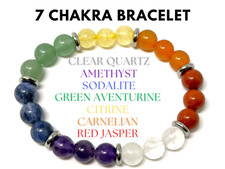 7 Chakra Bead Bracelet - 8mm Crystal Bracelet - Colorful Gemstone Jewelry Gift