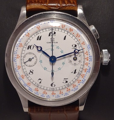V.RARE OVERSIZE MILITARY OMEGA CHRONOGRAPH cal.33.3 CHRO CALATRAVA ENAMEL  DIAL | eBay