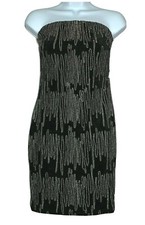 Charlotte Russe Strapless Sheath Dress Size S Black Velvet Metallic Back Zip LBD