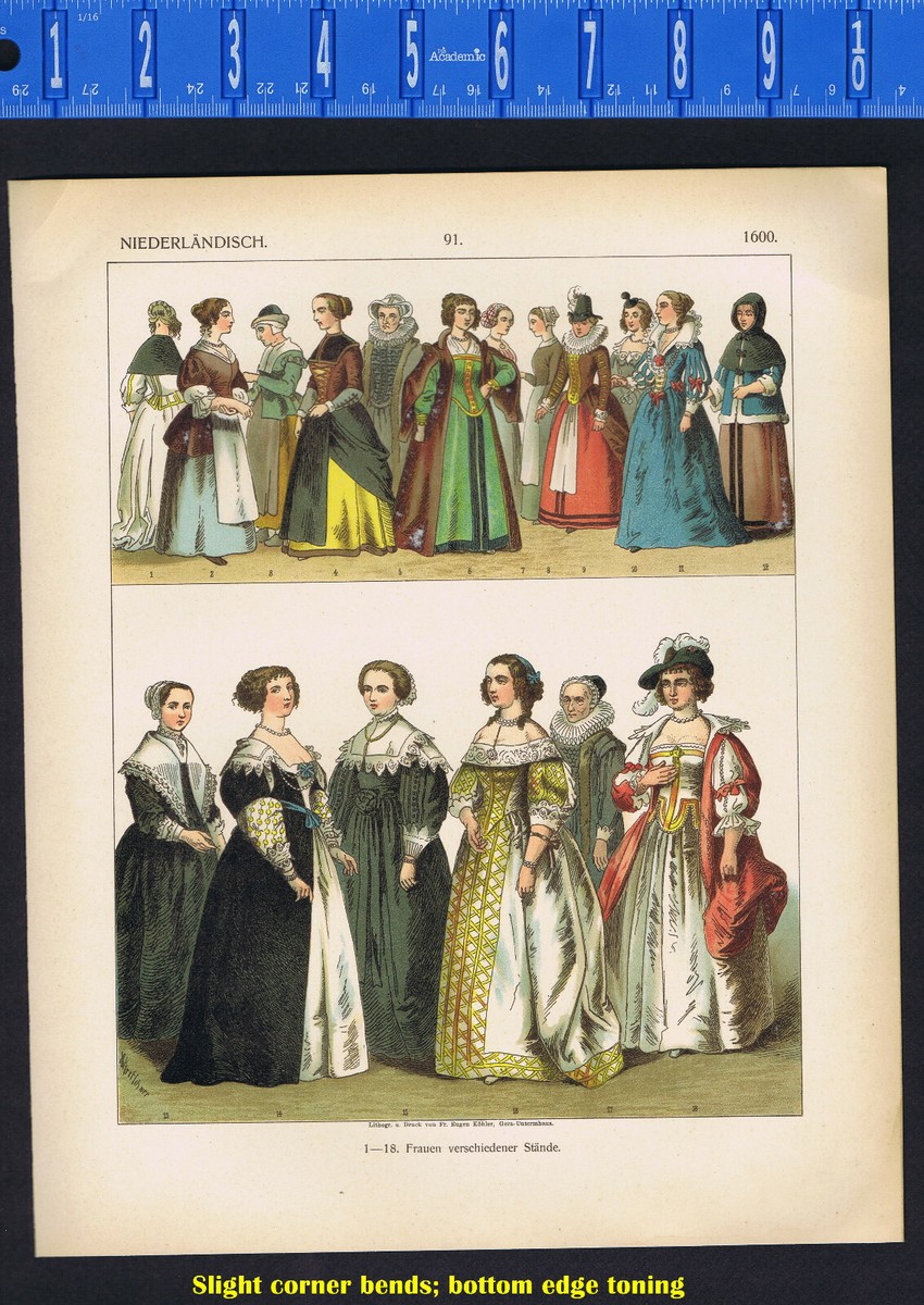 1600s Dutch Fashion - Women of Various Classes -1882
