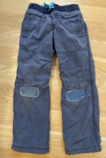 Gymboree Boys 5 Fleece Lined Blue Khaki Pants Elastic Waist Pull On Winter Warm