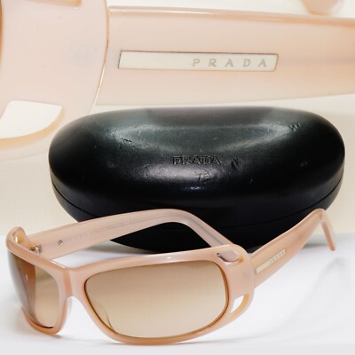 Prada Sunglasses 2005 Vintage Beige Brown Wrap PR02FS SPR 02F 3BQ-6S1 311024