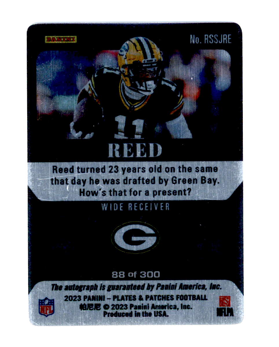 2023 Panini Plates & Patches Jayden Reed Rookie Steel Signatures Auto