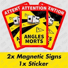 French Blind Spot Motorhome Camper 2x Magnetic Signs 1x Sticker  ANGLES MORTS