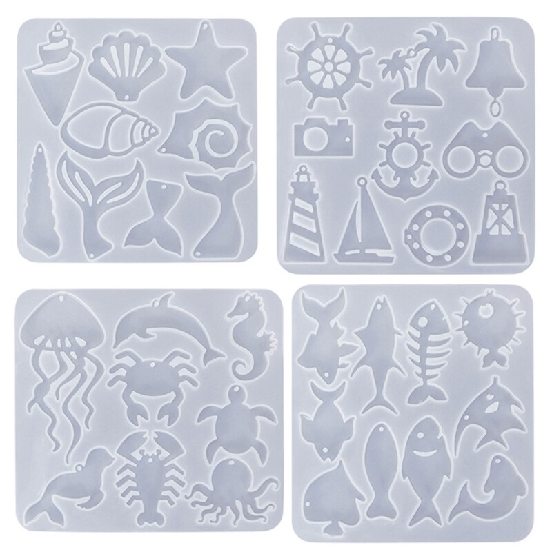 Durable Epoxy Resin Molds Earrings Pendant Mold Ocean Theme Jewelry Pendant Mold