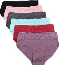6PCS Women Cotton Breathable Panties Underwear Mid waist Seamless Briefs