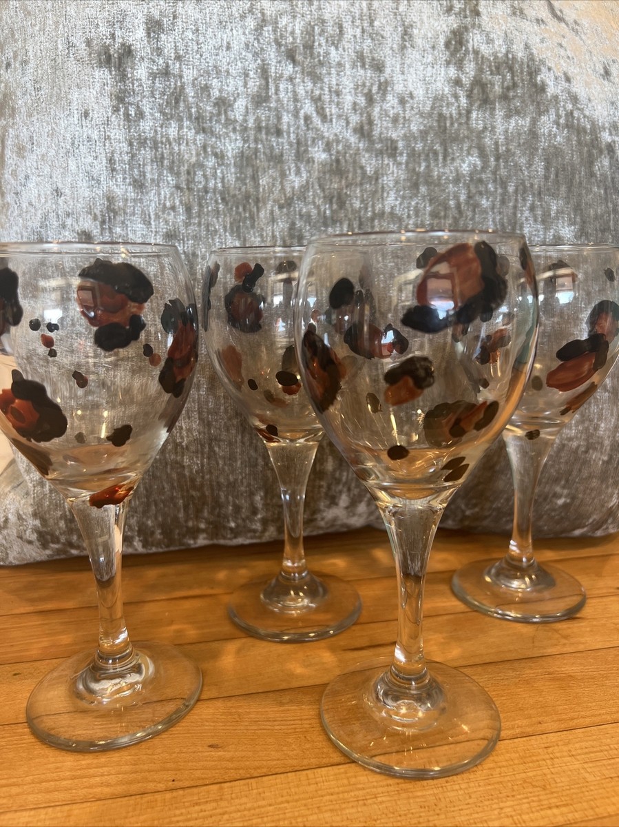Four Leopard Print Wine Glasses | eBay