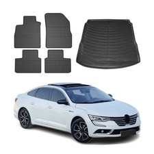 Fußmatten & Kofferraumwanne Set für Renault Talisman 2015-2022 Gummi Schwarz 5x