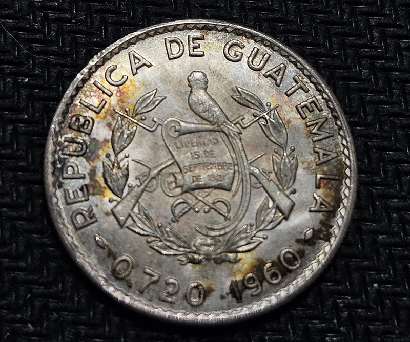 1960 Guatemala 10 Centavos Silver Coin