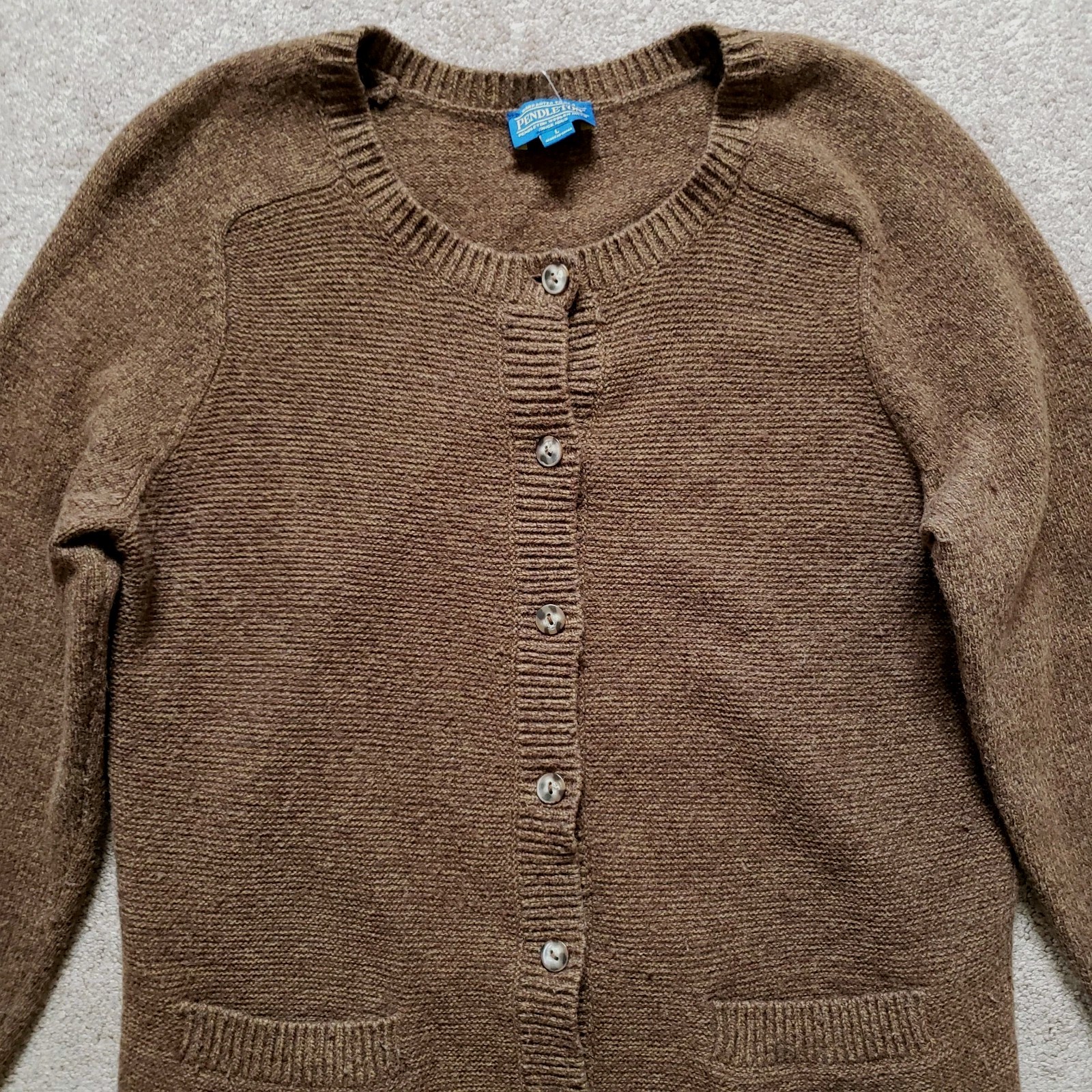 Pendleton Lambswool Blend Cardigan Sweater Brown … - image 2