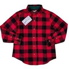 NWT Tommy Bahama Kids Red/Black Buffalo Plaid Button Up Shirt - SIZE XS 4 
