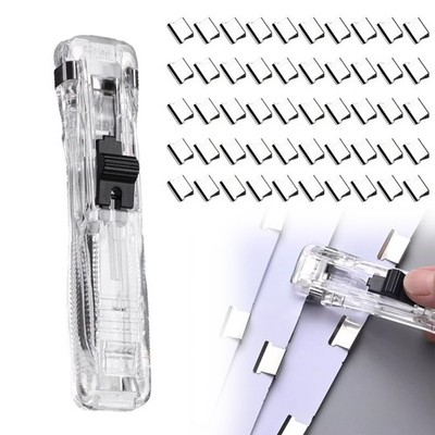 Handheld Paper Clam Clip Dispenser with 50 Reusable Paper Clips - Metal Clips