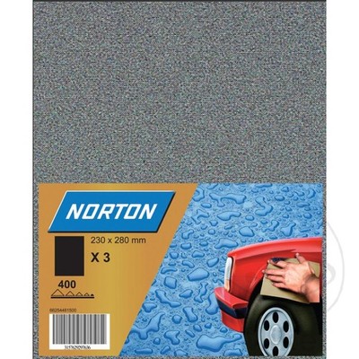 NORTON Pack 3 papeles de lija BOG T489 K500 WF 230X280 MM